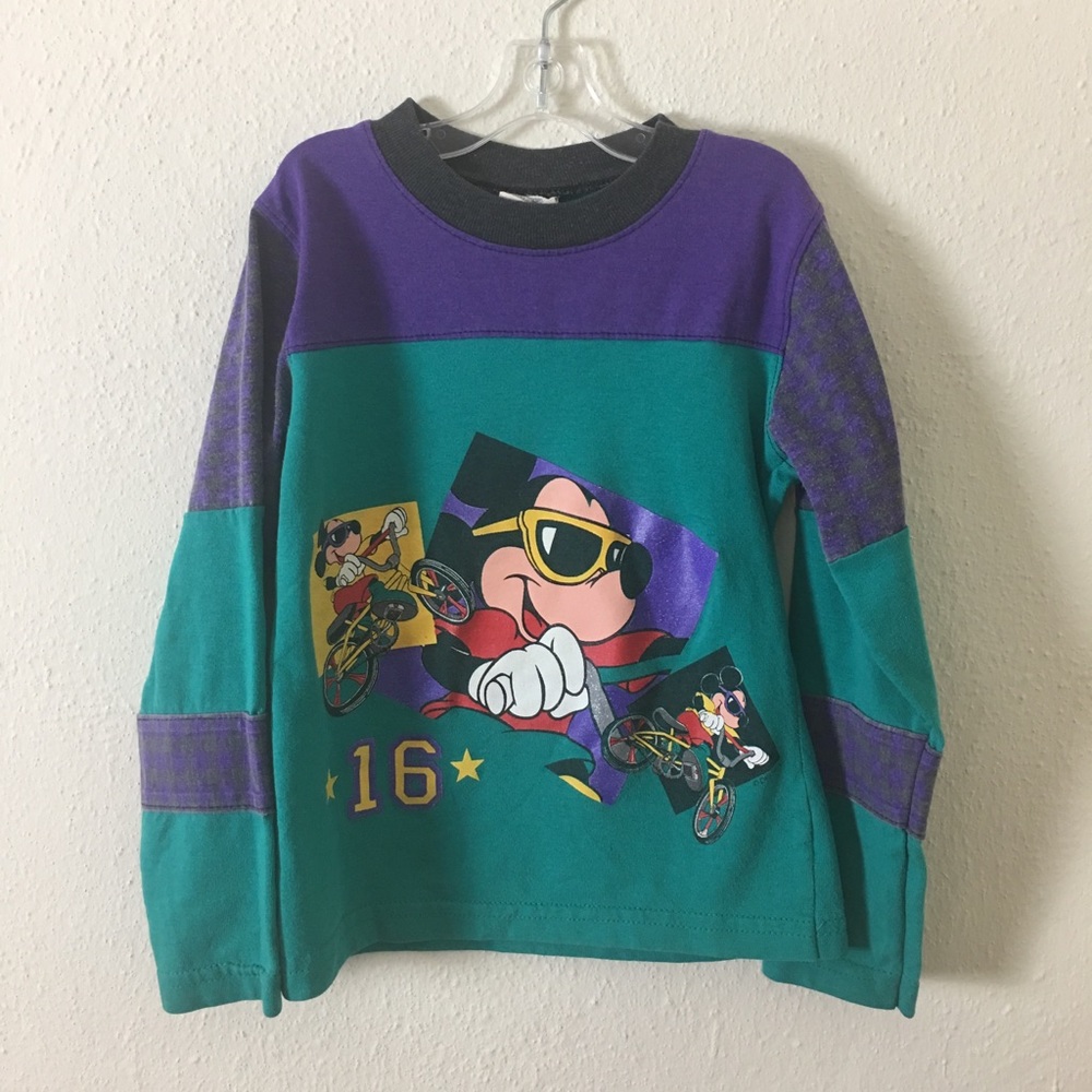 Vintage Purple & Turquoise Micky Mouse Shirt